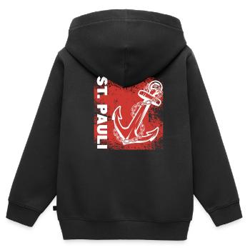 Hambourg Tshirt cadeau Moin Hamburch Football - Sweat Premium à capuche zippé enfant bio - noir - Dos - AI Model Kid Male (0cm)