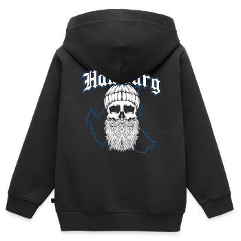 Hambourg Tshirt cadeau Moin Hamburch Football - Sweat Premium à capuche zippé enfant bio - noir - Dos - AI Model Kid Male (0cm)