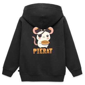 Piraten-Ratte mit Kuchen - Kinder Premium Organic Zip Hoodie - Schwarz - Hinten - AI Model Kid Male (0cm)