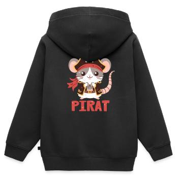 Piraten-Ratte - Kinder Premium Organic Zip Hoodie - Schwarz - Hinten - AI Model Kid Male (0cm)
