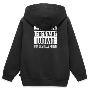 Ich bin dieser legendäre für Ludwig - Kinder Premium Organic Zip Hoodie - Schwarz - Hinten - AI Model Kid Male (0cm)
