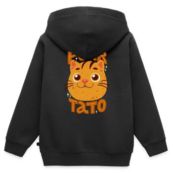 Pomme de terre ronronnante - Sweat Premium à capuche zippé enfant bio - noir - Dos - AI Model Kid Male (0cm)