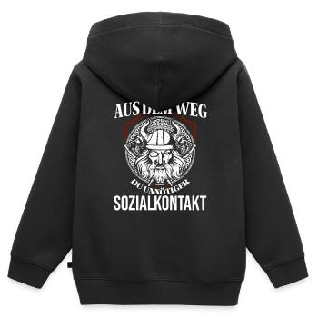 Wikinger Tshirt Viking Valhalla Walhalla Gott Odin - Kinder Premium Organic Zip Hoodie - Schwarz - Hinten - AI Model Kid Male (0cm)