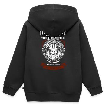 Wikinger Tshirt Viking Valhalla Walhalla Gott Odin - Kinder Premium Organic Zip Hoodie - Schwarz - Hinten - AI Model Kid Male (0cm)