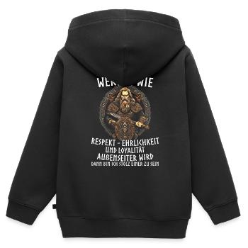 Wikinger Tshirt Viking Valhalla Walhalla Gott Odin - Kinder Premium Organic Zip Hoodie - Schwarz - Hinten - AI Model Kid Male (0cm)