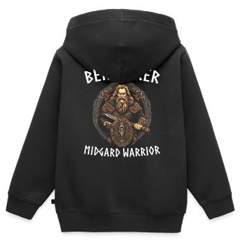 Wikinger Tshirt Viking Valhalla Walhalla Gott Odin - Kinder Premium Organic Zip Hoodie - Schwarz - Hinten - AI Model Kid Male (0cm)