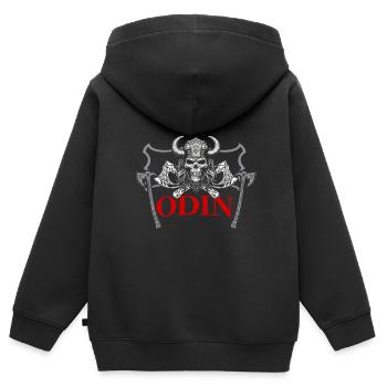 Wikinger Tshirt Viking Valhalla Walhalla Gott Odin - Kinder Premium Organic Zip Hoodie - Schwarz - Hinten - AI Model Kid Male (0cm)