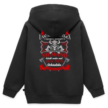 Wikinger Tshirt Viking Valhalla Walhalla Gott Odin - Kinder Premium Organic Zip Hoodie - Schwarz - Hinten - AI Model Kid Male (0cm)