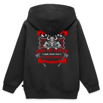 Wikinger Tshirt Viking Valhalla Walhalla Gott Odin - Kinder Premium Organic Zip Hoodie - Schwarz - Hinten - AI Model Kid Male (0cm)