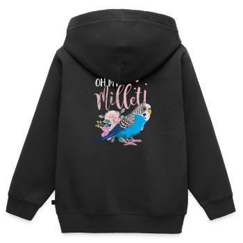 Wellensittich - Kinder Premium Organic Zip Hoodie - Schwarz - Hinten - AI Model Kid Male (0cm)