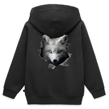 Loup arctique - Sweat Premium à capuche zippé enfant bio - noir - Dos - AI Model Kid Male (0cm)