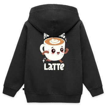 Caffè Latte is late - Kids Premium Organic Zip-up Hoodie - black - Back - AI Model Kid Male (0cm)