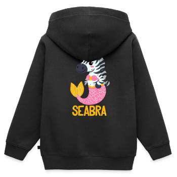 Meeres-Zebra Wortwitz - Kinder Premium Organic Zip Hoodie - Schwarz - Hinten - AI Model Kid Male (0cm)