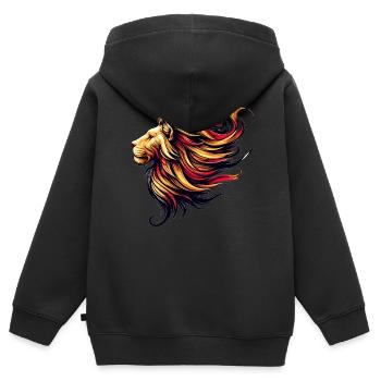 Leo with a dramatic mane - Kids Premium Organic Zip-up Hoodie - black - Back - AI Model Kid Male (0cm)