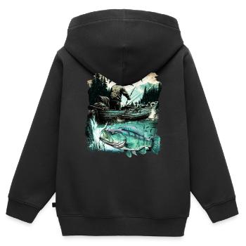 Poisson bar - Sweat Premium à capuche zippé enfant bio - noir - Dos - AI Model Kid Male (0cm)
