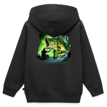 Poisson bar - Sweat Premium à capuche zippé enfant bio - noir - Dos - AI Model Kid Male (0cm)