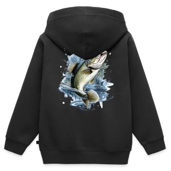 Poisson bar - Sweat Premium à capuche zippé enfant bio - noir - Dos - AI Model Kid Male (0cm)