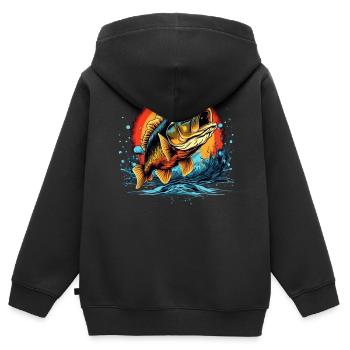 Poisson bar - Sweat Premium à capuche zippé enfant bio - noir - Dos - AI Model Kid Male (0cm)