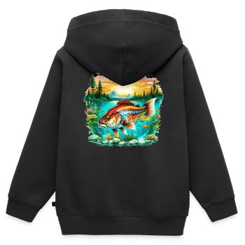 Poisson bar - Sweat Premium à capuche zippé enfant bio - noir - Dos - AI Model Kid Male (0cm)