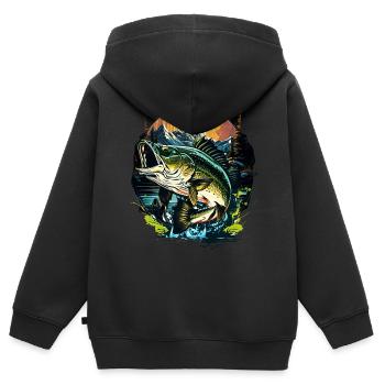 Poisson bar - Sweat Premium à capuche zippé enfant bio - noir - Dos - AI Model Kid Male (0cm)