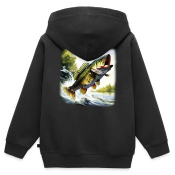 Poisson bar - Sweat Premium à capuche zippé enfant bio - noir - Dos - AI Model Kid Male (0cm)