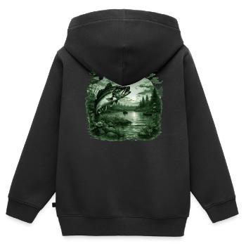 Poisson bar - Sweat Premium à capuche zippé enfant bio - noir - Dos - AI Model Kid Male (0cm)