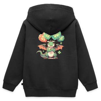 Drache Ballons St. Patricks Day Drache Kinder - Kinder Premium Organic Zip Hoodie - Schwarz - Hinten - AI Model Kid Male (0cm)