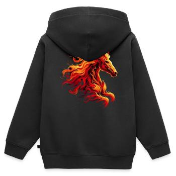 Cheval de feu à cheval animal - Sweat Premium à capuche zippé enfant bio - noir - Dos - AI Model Kid Male (0cm)