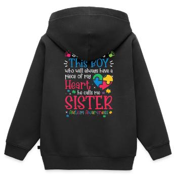 Autismus Awareness Day Autist Geschenk - Kinder Premium Organic Zip Hoodie - Schwarz - Hinten - AI Model Kid Male (0cm)