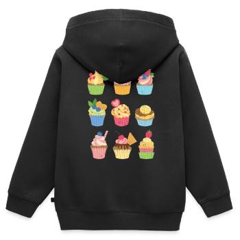 Cupcake - Sweat Premium à capuche zippé enfant bio - noir - Dos - AI Model Kid Male (0cm)