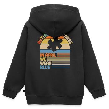 Autismus Awareness Day Autist Geschenk - Kinder Premium Organic Zip Hoodie - Schwarz - Hinten - AI Model Kid Male (0cm)
