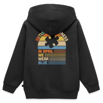 Autism - Kids Premium Organic Zip-up Hoodie - black - Back - AI Model Kid Male (0cm)
