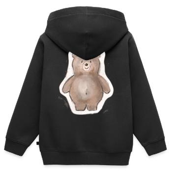 Gros ours - Sweat Premium à capuche zippé enfant bio - noir - Dos - AI Model Kid Male (0cm)