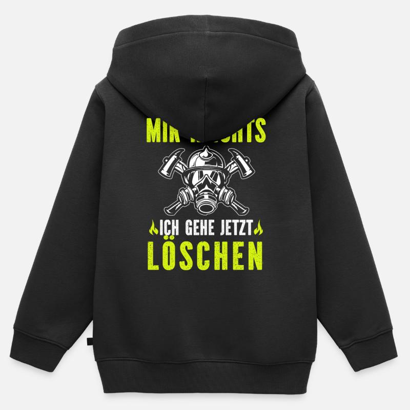 Tshirt pompier pompier pompier pompier 112 - Sweat Premium à capuche zippé enfant bio - noir