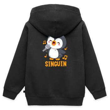 Singender Pinguin: Singuin - Kinder Premium Organic Zip Hoodie - Schwarz - Hinten - AI Model Kid Male (0cm)