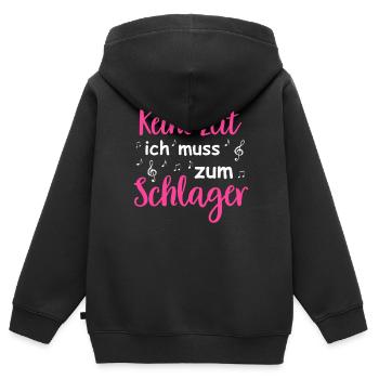 Schlager Tshirt Femme Schlager Party Costume Party - Sweat Premium à capuche zippé enfant bio - noir - Dos - AI Model Kid Male (0cm)