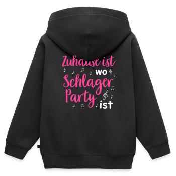 Schlager Tshirt Femme Schlager Party Costume Party - Sweat Premium à capuche zippé enfant bio - noir - Dos - AI Model Kid Male (0cm)