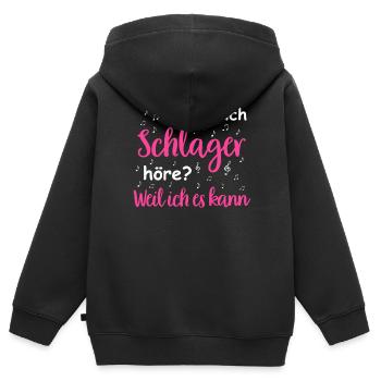 Schlager Tshirt Femme Schlager Party Costume Party - Sweat Premium à capuche zippé enfant bio - noir - Dos - AI Model Kid Male (0cm)