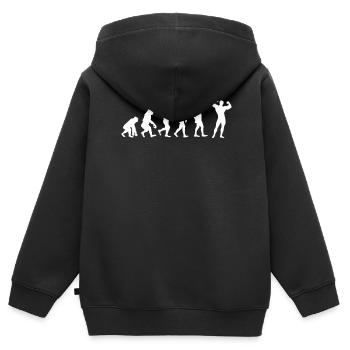 Gym Tshirt Lustig Fitness Workout Fitnessstudio - Kinder Premium Organic Zip Hoodie - Schwarz - Hinten - AI Model Kid Male (0cm)