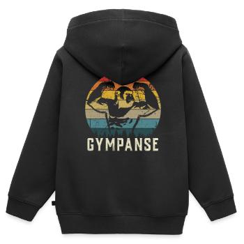 Gym Tshirt Lustig Fitness Workout Fitnessstudio - Kinder Premium Organic Zip Hoodie - Schwarz - Hinten - AI Model Kid Male (0cm)