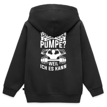Gym Tshirt Lustig Fitness Workout Fitnessstudio - Kinder Premium Organic Zip Hoodie - Schwarz - Hinten - AI Model Kid Male (0cm)