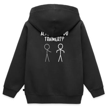 Gym Tshirt Lustig Fitness Workout Fitnessstudio - Kinder Premium Organic Zip Hoodie - Schwarz - Hinten - AI Model Kid Male (0cm)