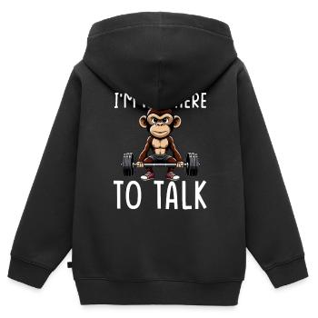 Gym Tshirt Lustig Fitness Workout Fitnessstudio - Kinder Premium Organic Zip Hoodie - Schwarz - Hinten - AI Model Kid Male (0cm)
