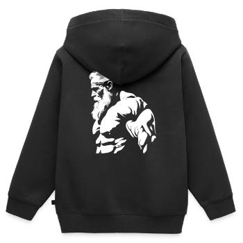 Gym Tshirt Lustig Fitness Workout Fitnessstudio - Kinder Premium Organic Zip Hoodie - Schwarz - Hinten - AI Model Kid Male (0cm)
