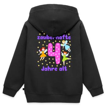 Ich bin zauberhafte 4 Feen Magie Fantasie Mädchen - Kinder Premium Organic Zip Hoodie - Schwarz - Hinten - AI Model Kid Male (0cm)