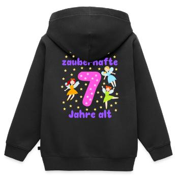 7. Geburtstag Feen Magie Fantasie Mädchen 7 Jahre - Kinder Premium Organic Zip Hoodie - Schwarz - Hinten - AI Model Kid Male (0cm)