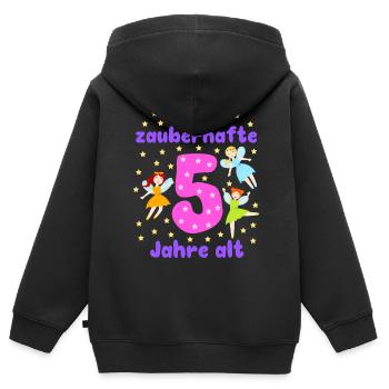 5. Geburtstag Feen Magie Fantasie Mädchen 5 Jahre - Kinder Premium Organic Zip Hoodie - Schwarz - Hinten - AI Model Kid Male (0cm)