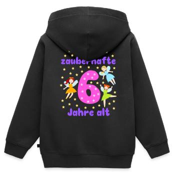 6. Geburtstag Mädchen Feen Magie Fantasie 6 Jahre - Kinder Premium Organic Zip Hoodie - Schwarz - Hinten - AI Model Kid Male (0cm)