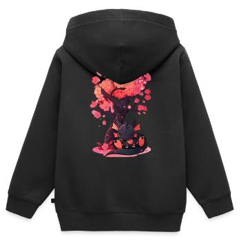 Dragon Japanese Sakura Tree Cute - Kids Premium Organic Zip-up Hoodie - black - Back - AI Model Kid Male (0cm)