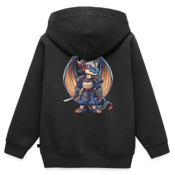 Dragon Samurai Japanese Dragon Kids - Kids Premium Organic Zip-up Hoodie - black - Back - AI Model Kid Male (0cm)